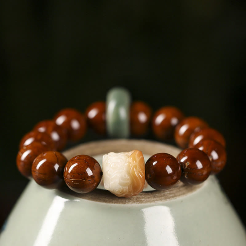 Fortune Jewel Purple Bodhi Seed Dancing Lion Wisdom Bracelet