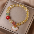 Fortune Jewel Natural Citrine White Jade Strawberry Quartz Protection Charm Bracelet