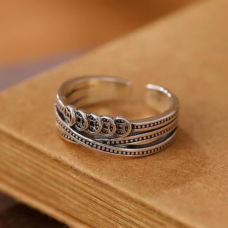 Fortune Jewel Copper Coin Wealth Luck Ring