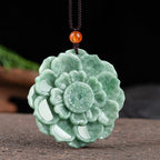 Fortune Jewel Lotus Pattern Jade Luck Prosperity Necklace Pendant