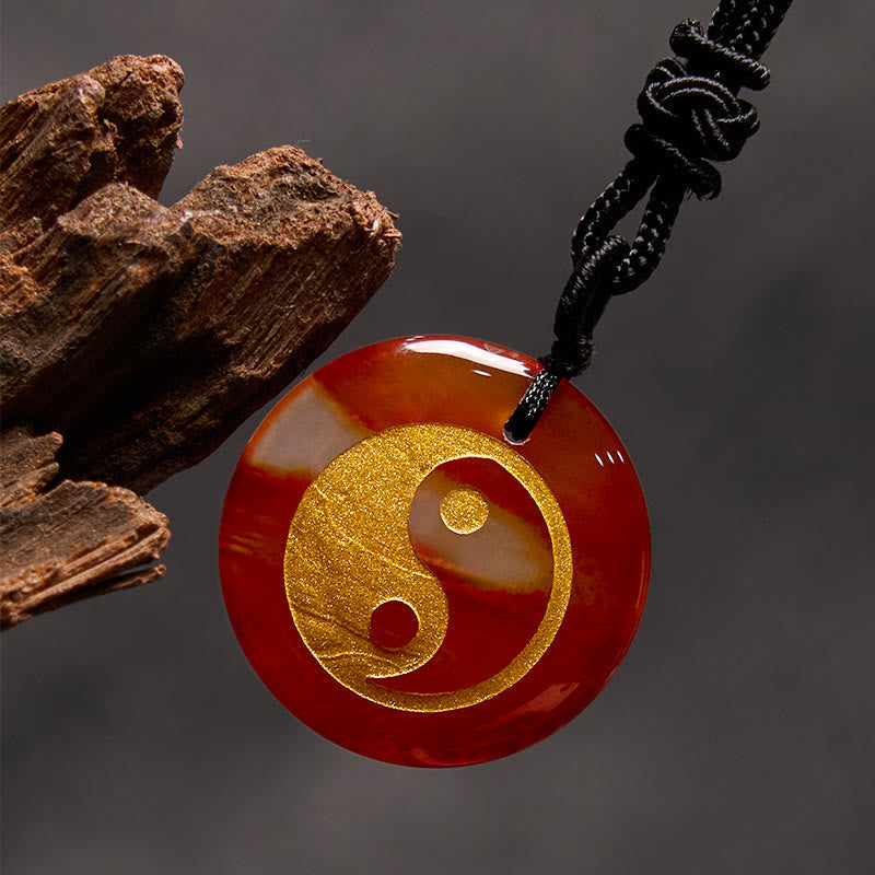 Fortune Jewel Various Crystal Amethyst Tiger Eye Green Aventurine Yin Yang Spiritual Necklace Pendant
