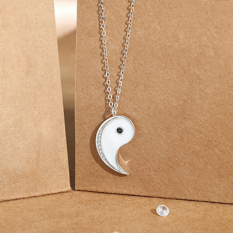 Fortune Jewel 925 Sterling Silver Yin Yang Symbol Harmnoy Necklace Pendant Fortune Jewel