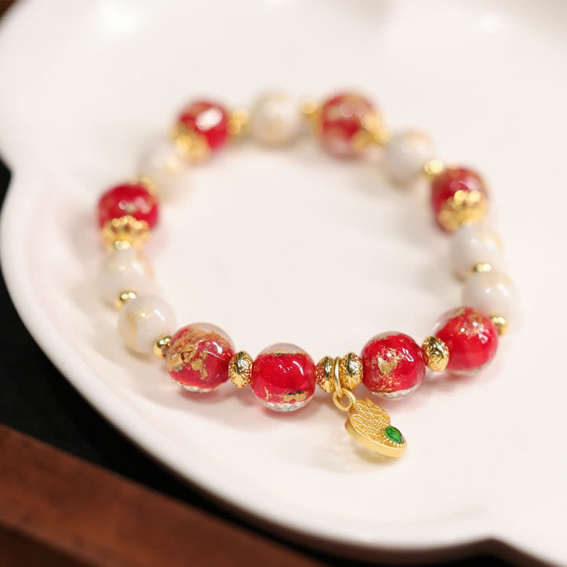 Fortune Jewel Gourd God Of Wealth Charm Fortune Liuli Glass Bead Incense Ash Porcelain Bead Bracelet