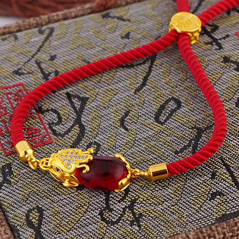 Fortune Jewel Wealth Attractor Red Agate Pixiu Red String Bracelet