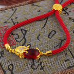 Fortune Jewel Wealth Attractor Red Agate Pixiu Red String Bracelet