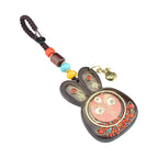 Tibet Ebony Five God of Wealth Thangka Key Chain