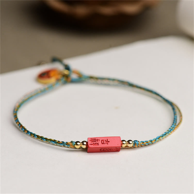 Fortune Jewel Handmade Cinnabar As One Wishes Blessing Braid Double Layer Bracelet