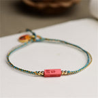 Fortune Jewel Handmade Cinnabar As One Wishes Blessing Braid Double Layer Bracelet