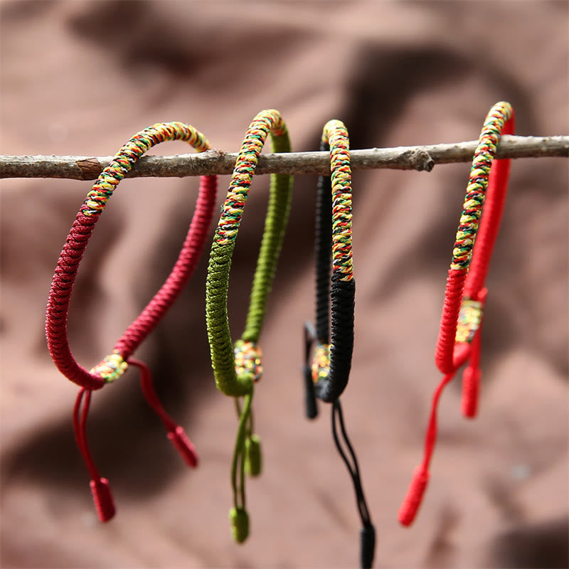 Fortune Jewel Tibetan Handmade Multicolor King Kong Knot Luck Strength Braided Bracelet