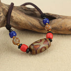 Fortune Jewel Tibetan Nine-Eye Dzi Bead Three-eyed Dzi Bead Protection String Necklaces Pendant