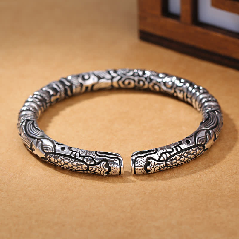 Fortune Jewel Dragon Head Carved Luck Bracelet Bangle Fortune Jewel