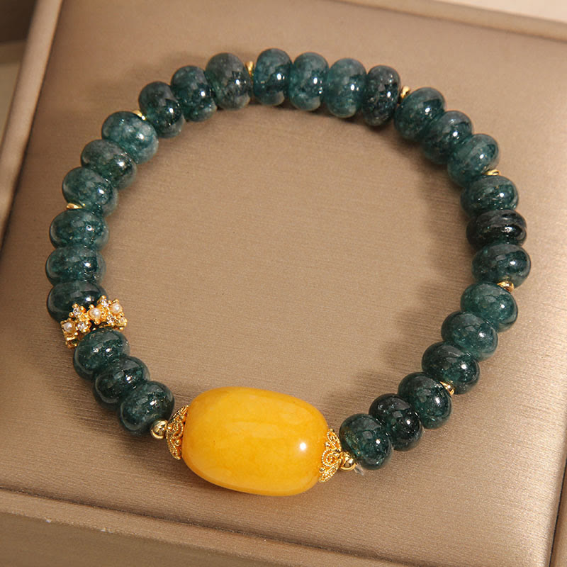 Fortune Jewel Green Jade Abacus Beads Topaz Luck Bracelet