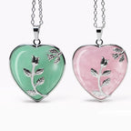 Buddha Stones Natural Healing Crystals Heart Pendant Necklaces