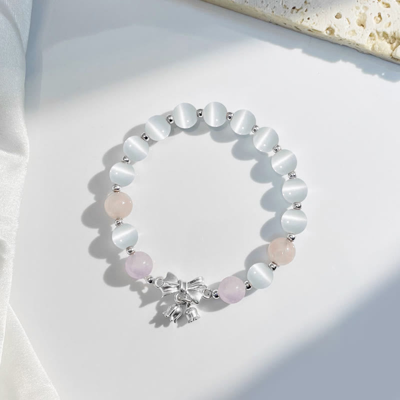Fortune Jewel Cat's Eye Lavender Amethyst Rosette Charm Bracelet