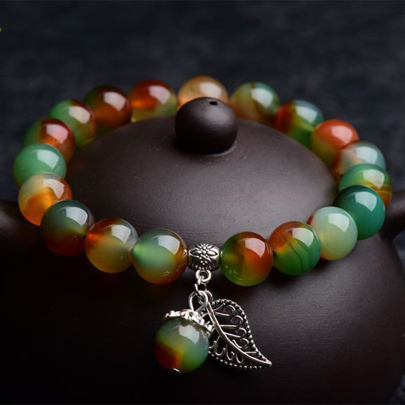 Fortune Jewel Tibetan Natural Green Agate Healing Bracelet