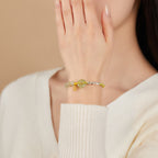 Fortune Jewel 925 Sterling Silver Hetian Jade Peace Buckle Beaded Luck Happiness Charm Bracelet