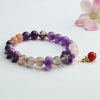 Fortune Jewel Natural Amethyst Crystal Inner Peace Healing Bead Charm Bracelet