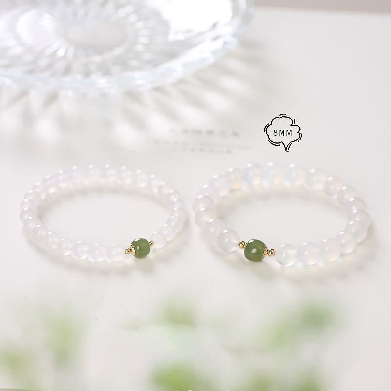 Fortune Jewel Natural White Agate Jade Luck Bracelet