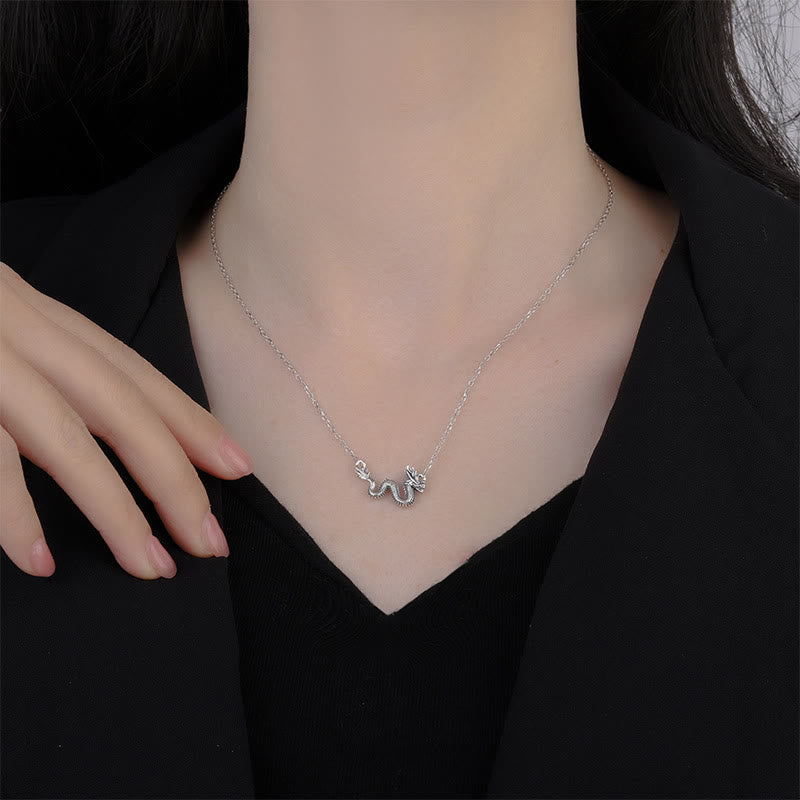 Fortune Jewel 925 Sterling Silver Year Of The Dragon Auspicious Dragon Protection Chain Necklace Pendant