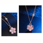 Fortune Jewel 925 Sterling Silver Cherry Blossom Flower Rotatable Protection Necklace Pendant