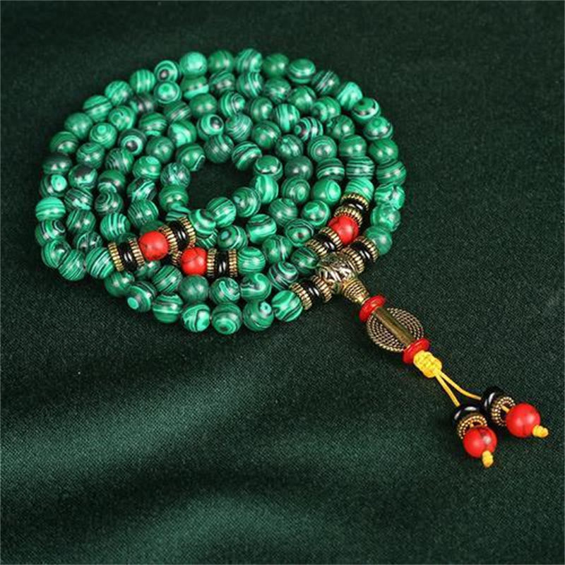 Fortune Jewel Tibetan 108 Mala Malachite Beads Bracelet Necklace
