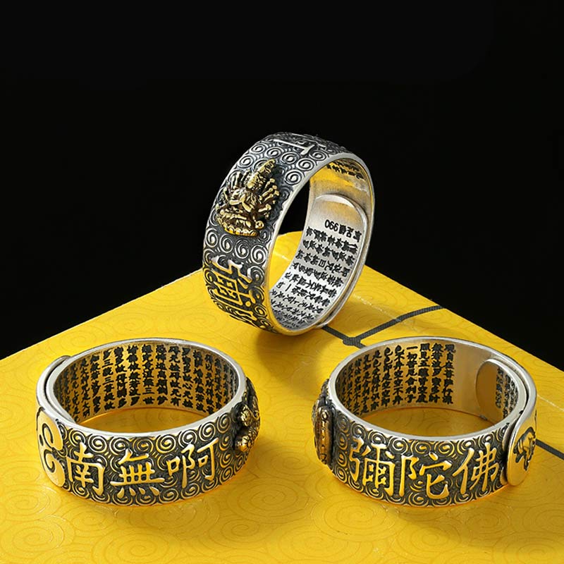 Fortune Jewel Chinese Zodiac Natal Buddha Wealth Luck Adjustable Ring Fortune Jewel