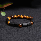 Fortune Jewel Natural Black Tourmaline Tiger Eye Positive Bracelet