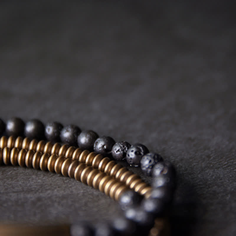 Fortune Jewel Vintage Lava Rock Copper Support Bracelet