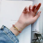 Fortune Jewel Strawberry Quartz Moonstone Moon Star Love Bracelet