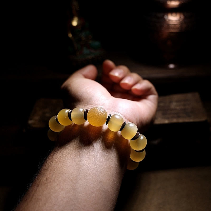 Fortune Jewel Handmade Tibetan Sheep Horn Om Mani Padme Hum Auspiciousness Bracelet