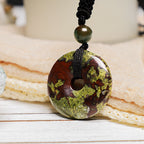 Fortune Jewel Lucky Coin Pendant Healing Crystal Gemstone Necklace