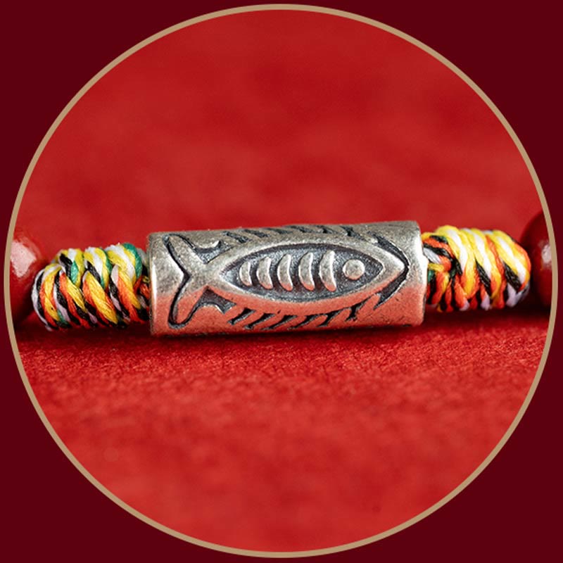 Fortune Jewel 925 Sterling Silver Koi Fish Cinnabar Bead Wealth Handcrafted Braided Bracelet Anklet