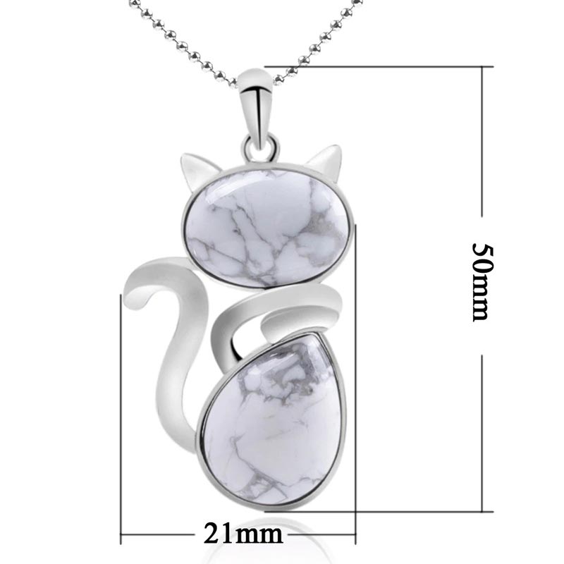 Fortune Jewel Cat Pattern Natural Crystal Protection Necklace Pendant