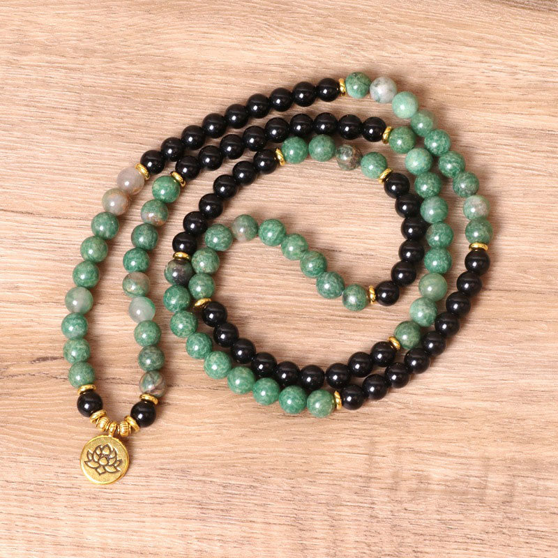 Fortune Jewel 108 Beads Natural Agate Mala Healing Bracelet