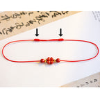 Fortune Jewel Four Leaf Clover Cinnabar Blessing Calm String Bracelet Anklet