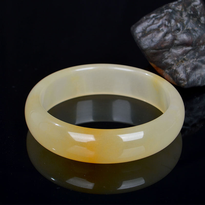 Fortune Jewel Natural Golden Silk Jade Luck Wealth Bracelet Bangle