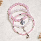 Fortune Jewel 3PCS Natural Quartz Crystal Beaded Healing Energy Lotus Bracelet