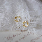 Fortune Jewel 925 Sterling Silver Posts Copper Metal Tiny Wreath Stud Blessing Flower Earrings