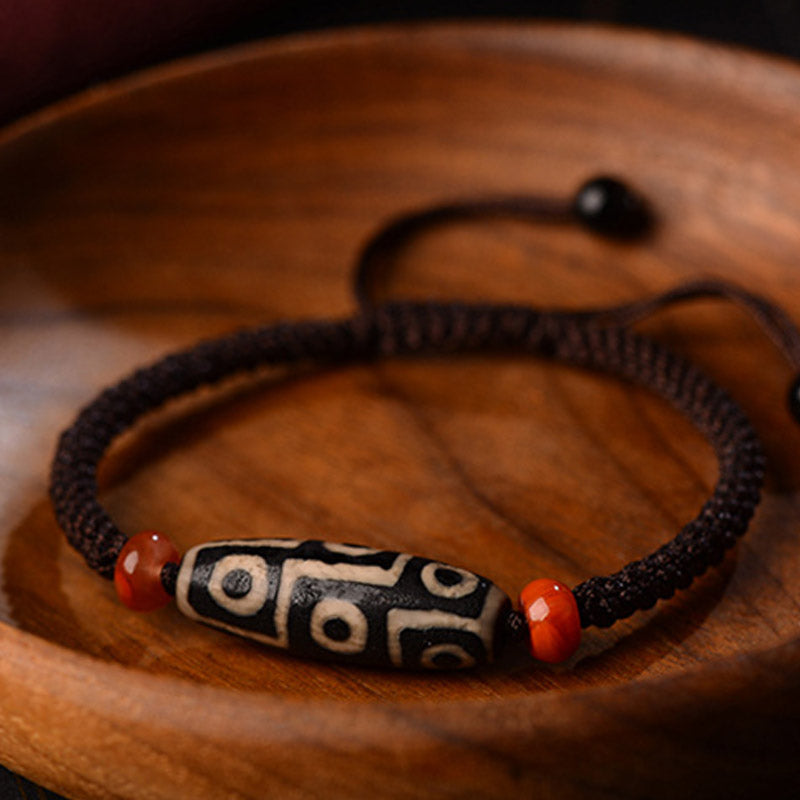 Fortune Jewel Tibetan Nine-Eye Dzi Bead Prosperity String Bracelet