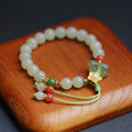 Fortune Jewel 925 Sterling Silver Jade Luck Flower Butterfly Bracelet