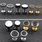 Fortune Jewel Cool Men Titanium Steel Balance Round Stud Earrings
