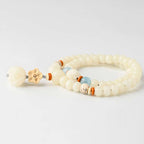 Fortune Jewel Tibetan White Jade Bodhi Lotus Blessing Bracelet Fortune Jewel