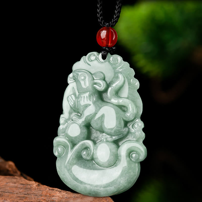 Fortune Jewel Natural Green Jade 12 Chinese Zodiac Luck Prosperity Necklace Pendant