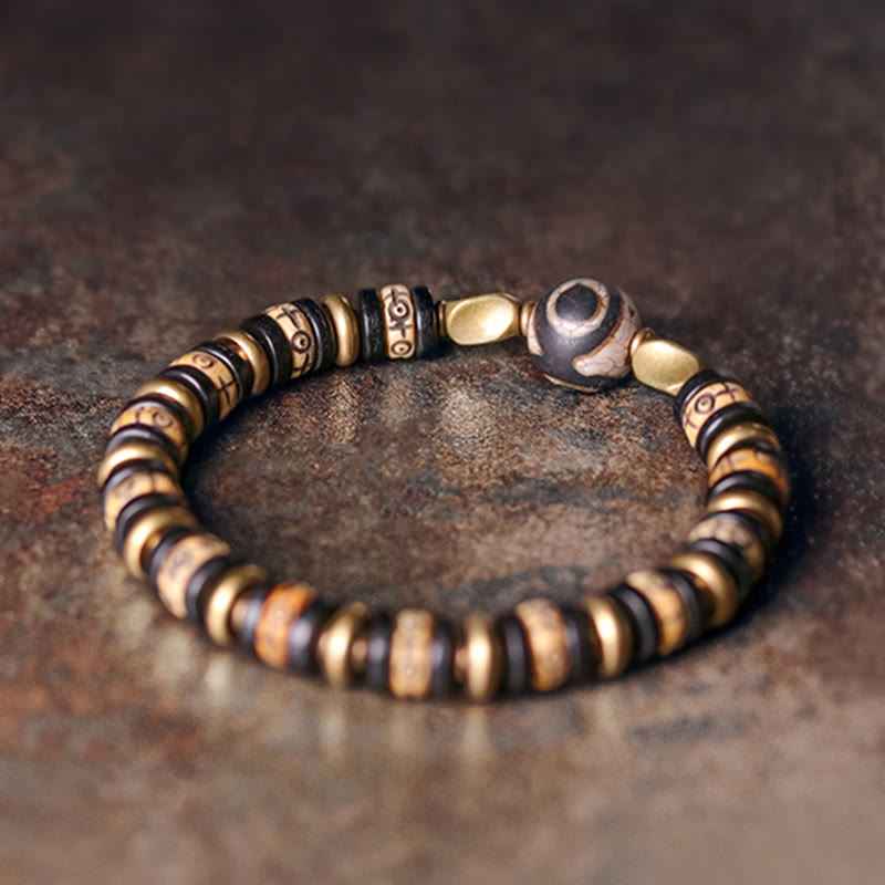 Fortune Jewel Tibetan Bone Beads Ebony Wood Strength Bracelet