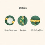Fortune Jewel 925 Sterling Silver Hetian White Jade Bamboo Luck Bracelet