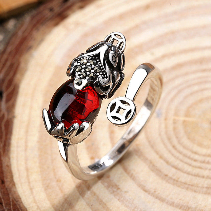 Fortune Jewel FengShui Genstone PiXiu Wealth Adjustable Ring