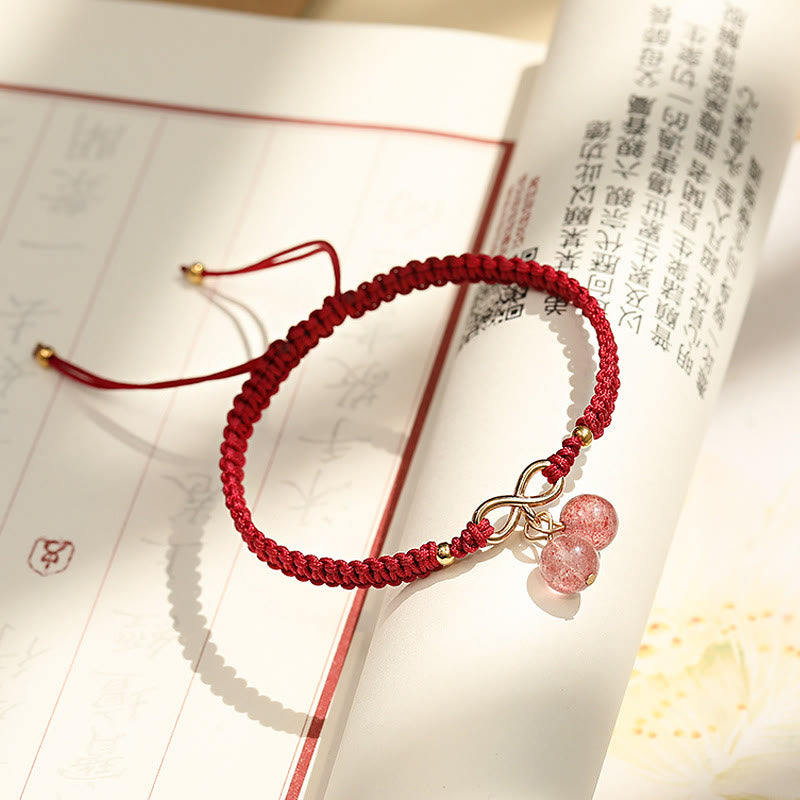 Fortune Jewel Natural Strawberry Quartz Amethyst Green Phantom Bead Positive Bracelet