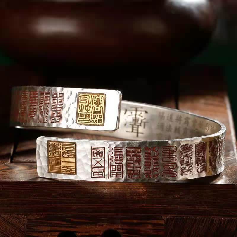 Fortune Jewel Letters Copper Balance Healing Cuff Bracelet Bangle