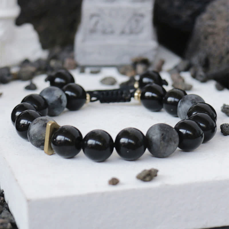 Fortune Jewel Black Obsidian Black Glitter Stone Purification Bracelet