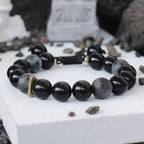 Fortune Jewel Black Obsidian Black Glitter Stone Purification Bracelet